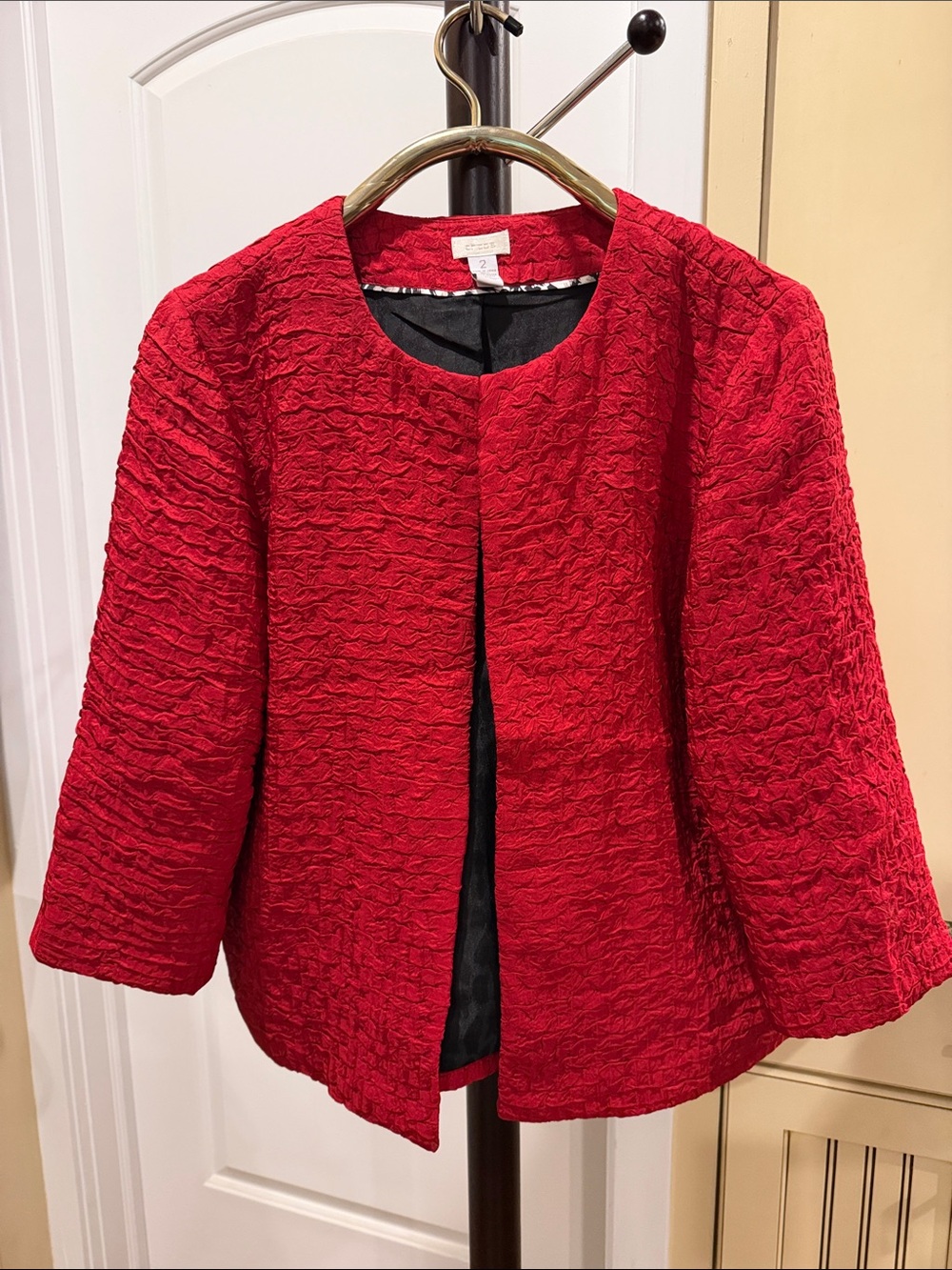 Chico’s Red Textured Open-Front Women's Jacket